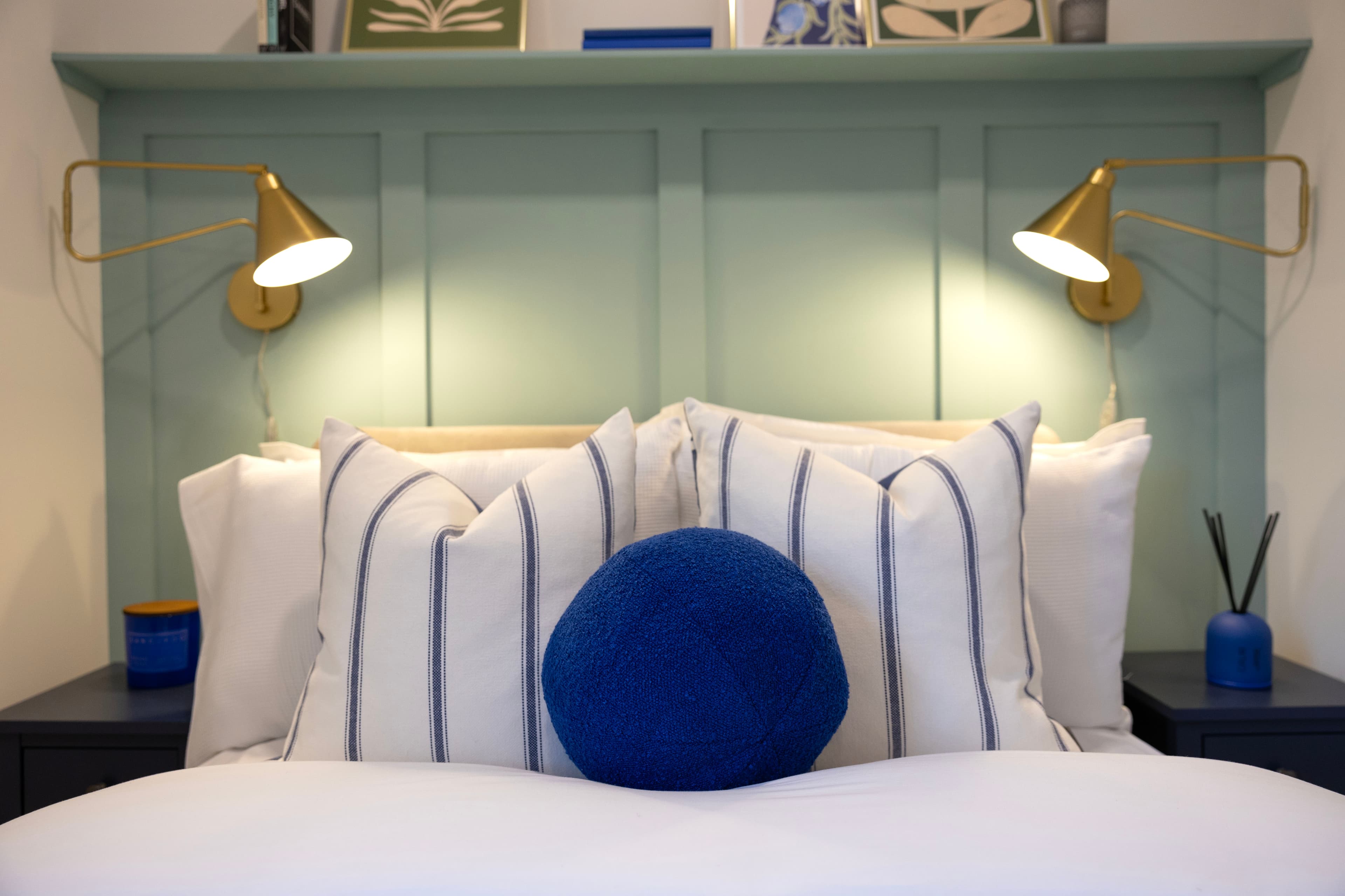 A modern bedroom designed by Focus Agency Group at The Garratt Collection.